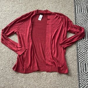 Ann Taylor Rich Red Open Front Cardigan
